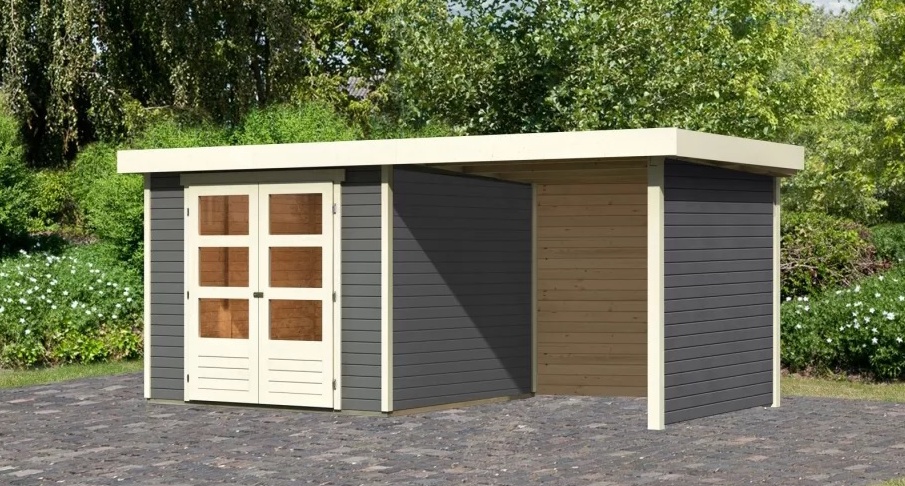 Drevený záhradný domček ASKOLA 3,5 s prístavkom 240 Lanitplast
