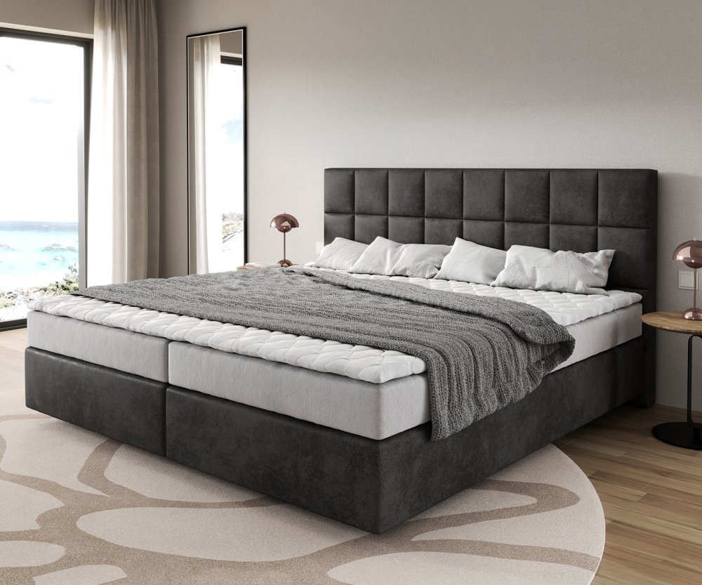 Boxspringová posteľ Dream-Fine z mikrovlákna 200x200 cm s matracom