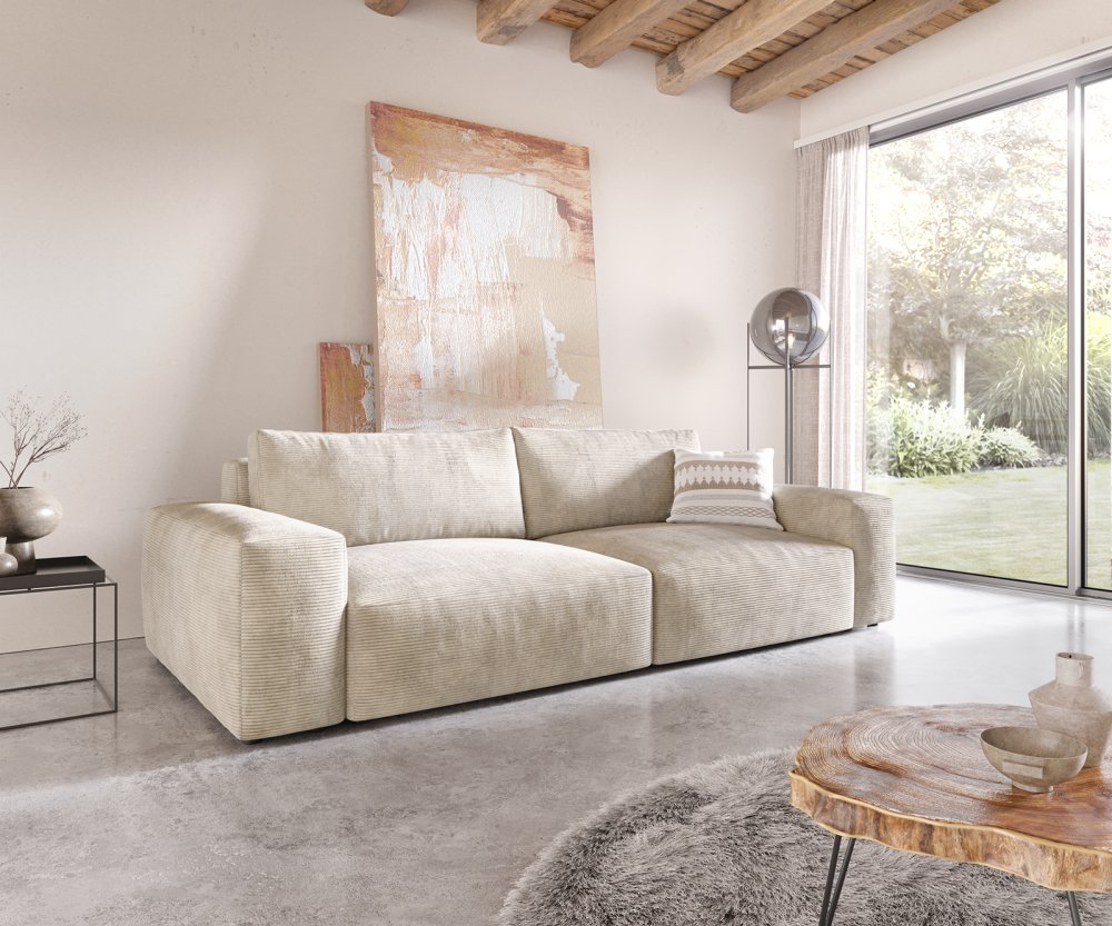 Veľká pohovka Lanzo XL 270x125 cm manšestrová béžová