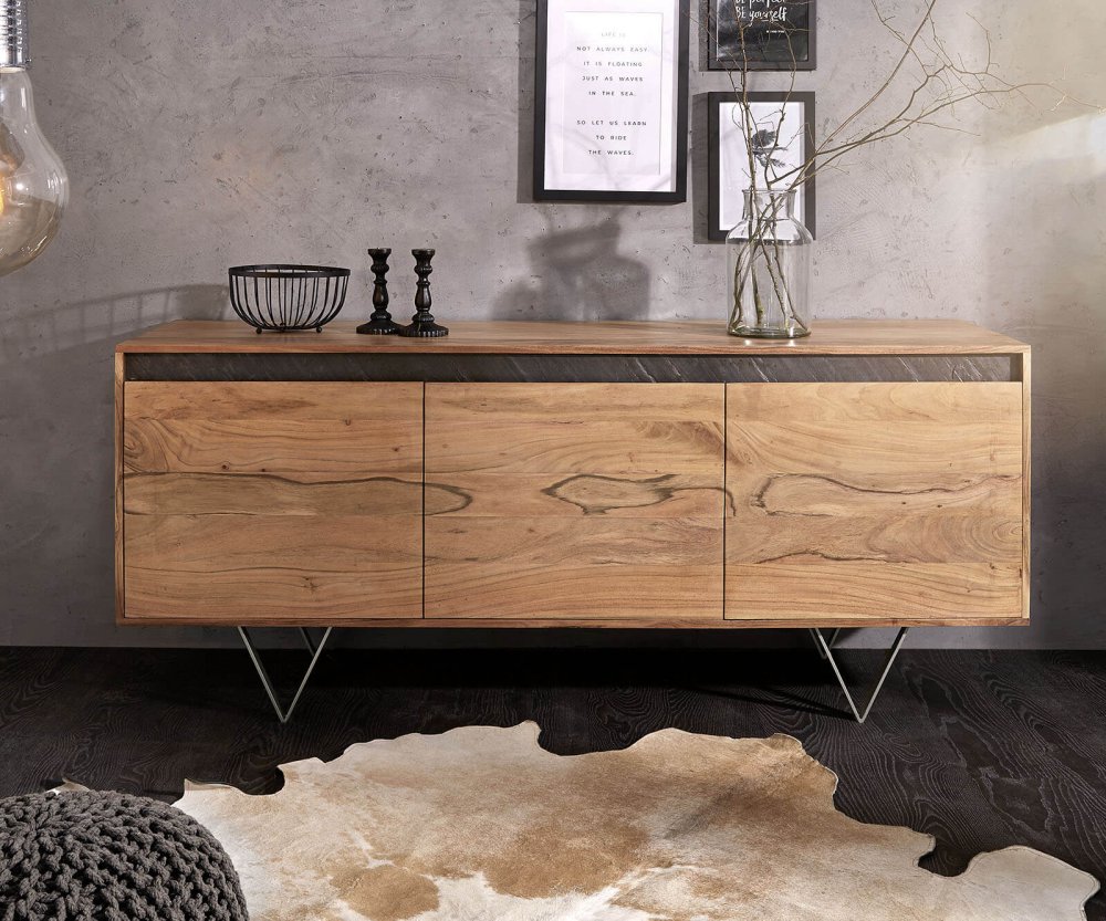 Designový příborník Stonegrace 175 cm přírodní akácie břidlice Obrázek