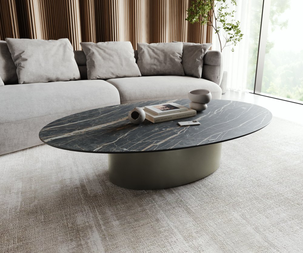 Konferenčný stolík Casilda 150x90 cm keramický Laminam®Noir Desir