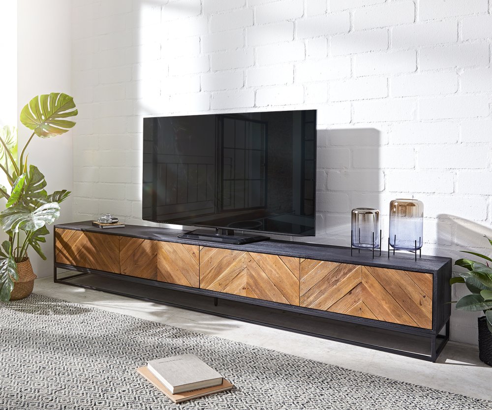 TV stolík Famke 240 cm mango teak 4 dvierka