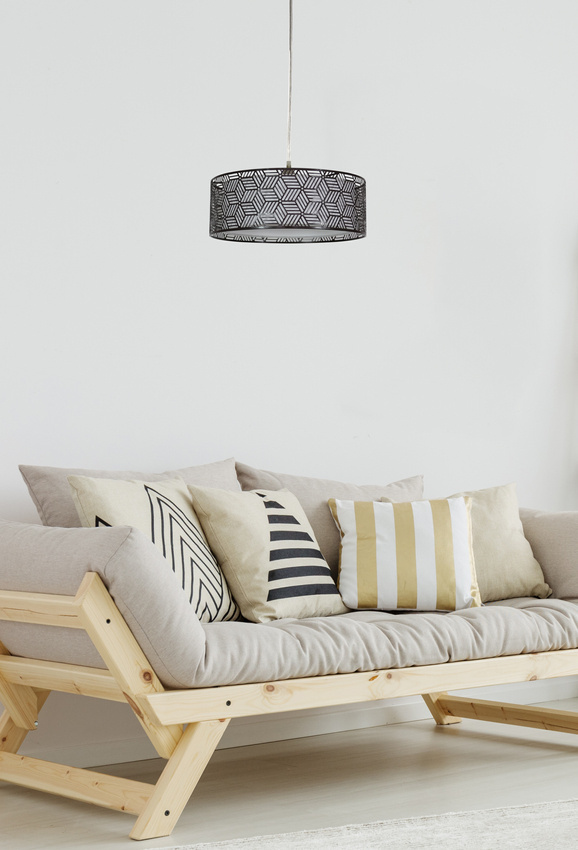 Závěsná lampa hnědá prolamovaná + plátno hnědé