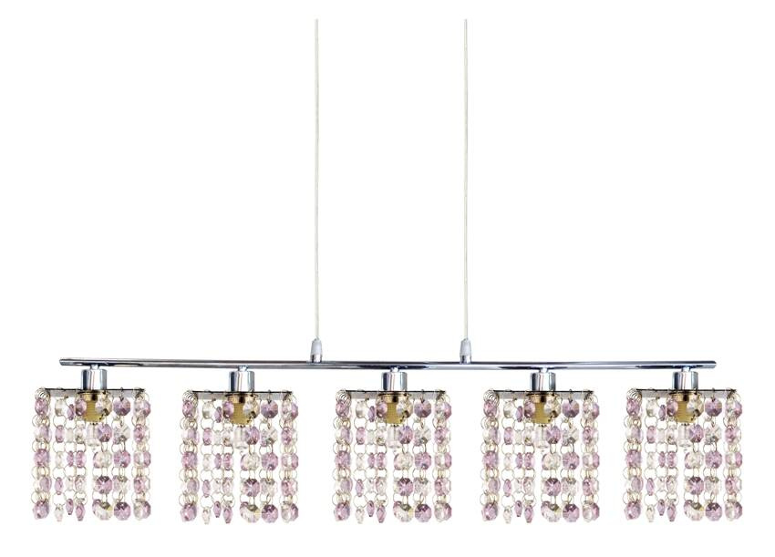 Závěsná lampa chrom/fialové krystaly 5x40W G9 Classic
