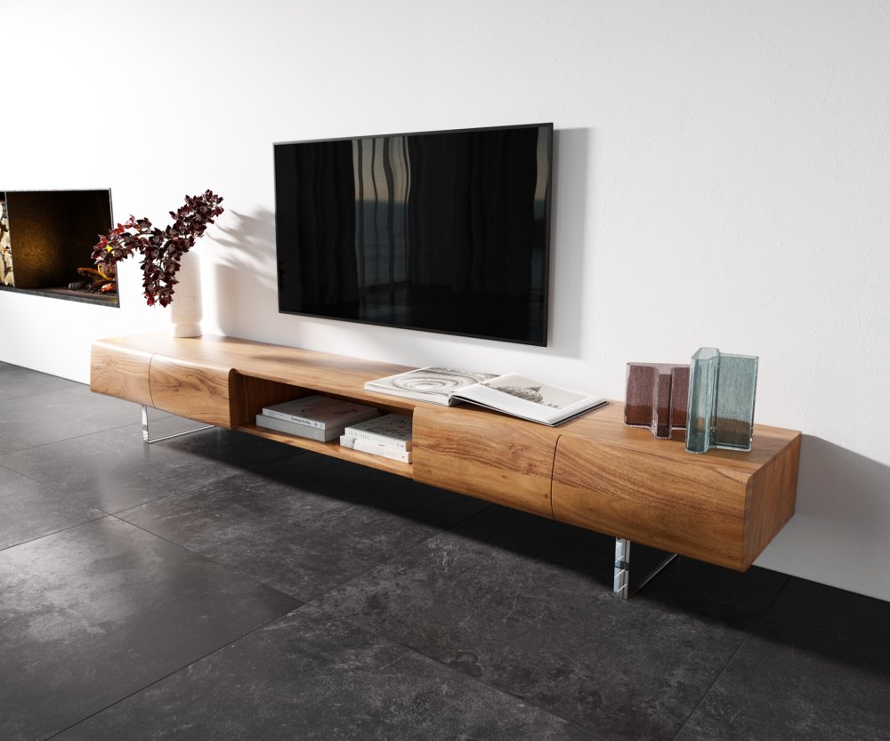 Lowboard New Live-Edge 240 cm přírodní akácie 4 dvířka 1