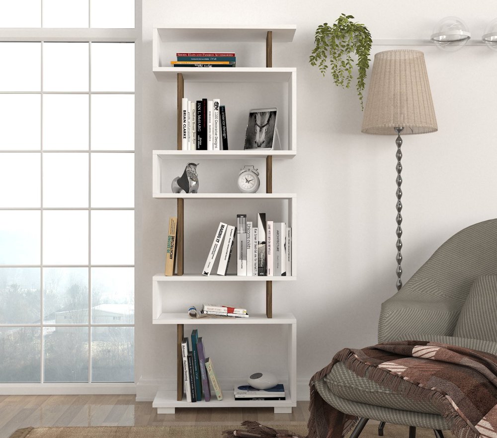 Knihovna Blok - White, Walnut (obrázek 8)