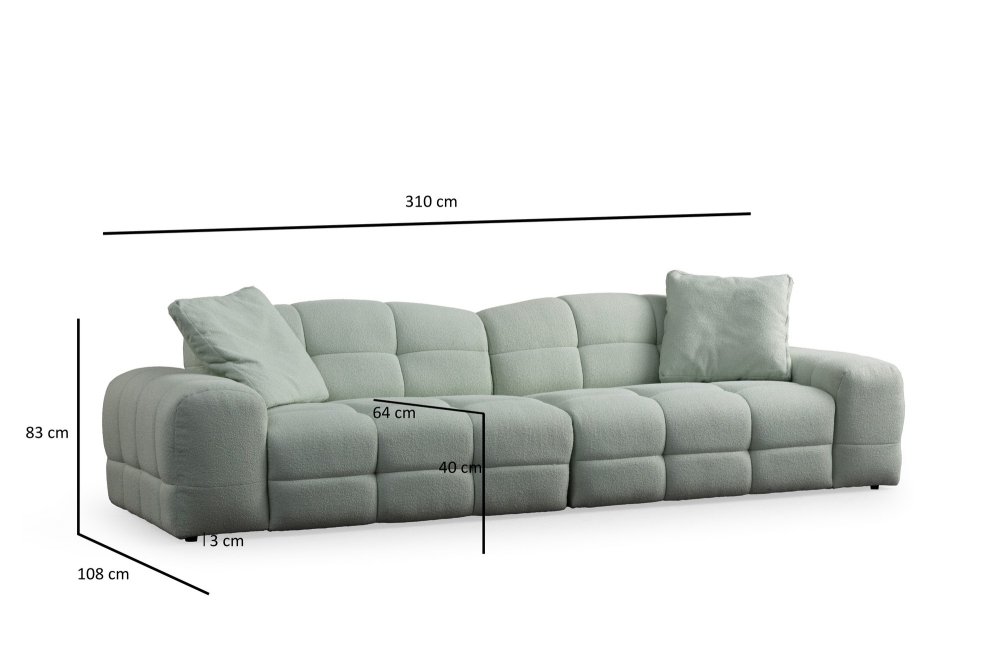 Trojmístná pohovka Pescara Lounge (L2-2R) - Pale Green (obrázek 3)