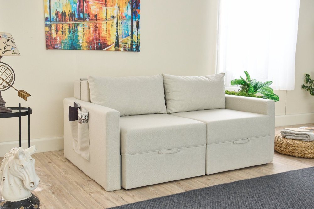 Dvoumístná rozkládací pohovka Saros - Cream (obrázek 8)