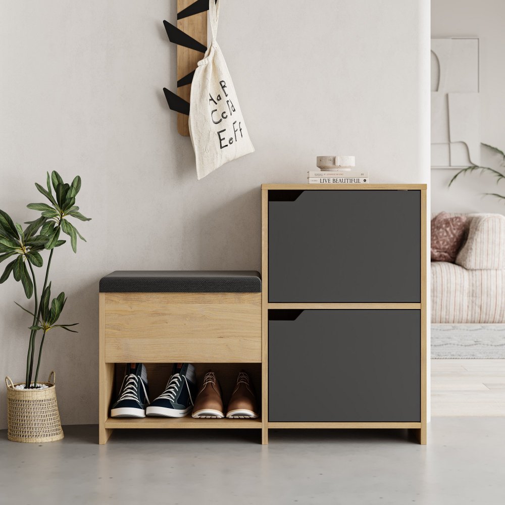 Botník Haven Shoe Bench - Oak, Anthracite (obrázek 6)