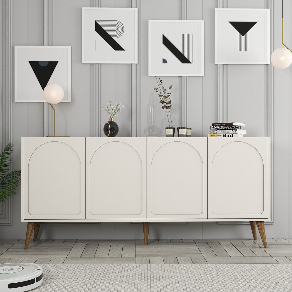 Konzolový stolík Lyon 81 - Cream, Walnut