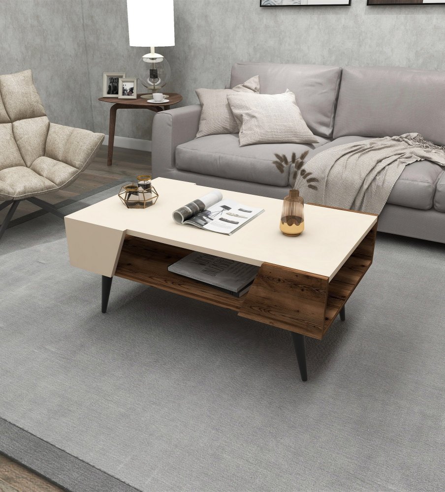 Konferenční stolek Aren - Beige, Light Walnut (obrázek 5)