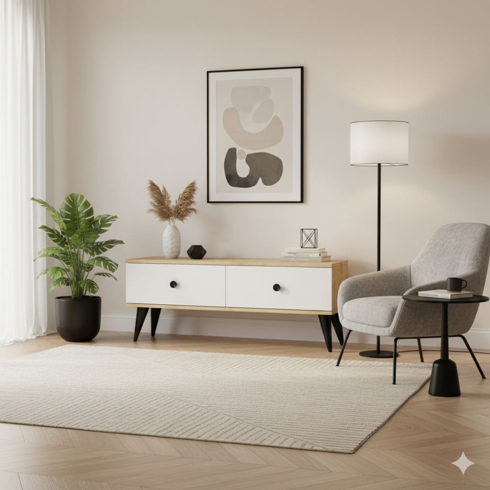 TV stolek Mona 120 - Sapphire Oak, White (obrázek 7)
