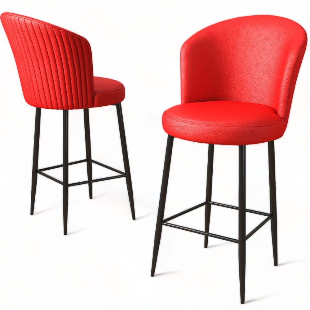 Bar Stool Set (2 Pieces) Uras - Red, Black (obrázek 4)