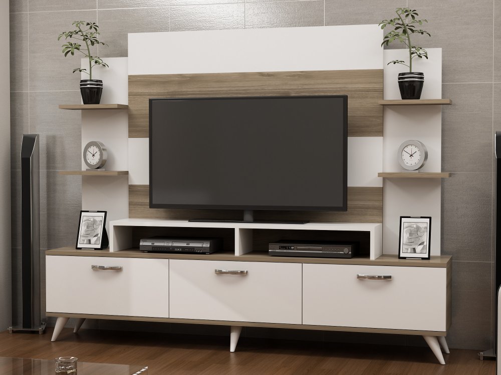 TV skrinka / Obývacia stena Diana - White, Walnut
