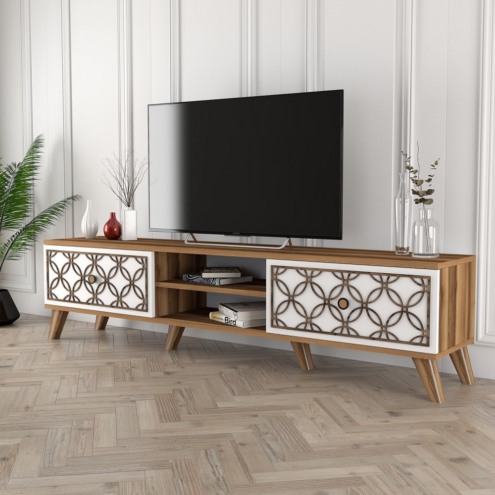 TV stolík Class - Walnut, White