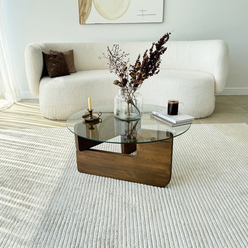 Konferenčný stolík Mia - Walnut, Transparent