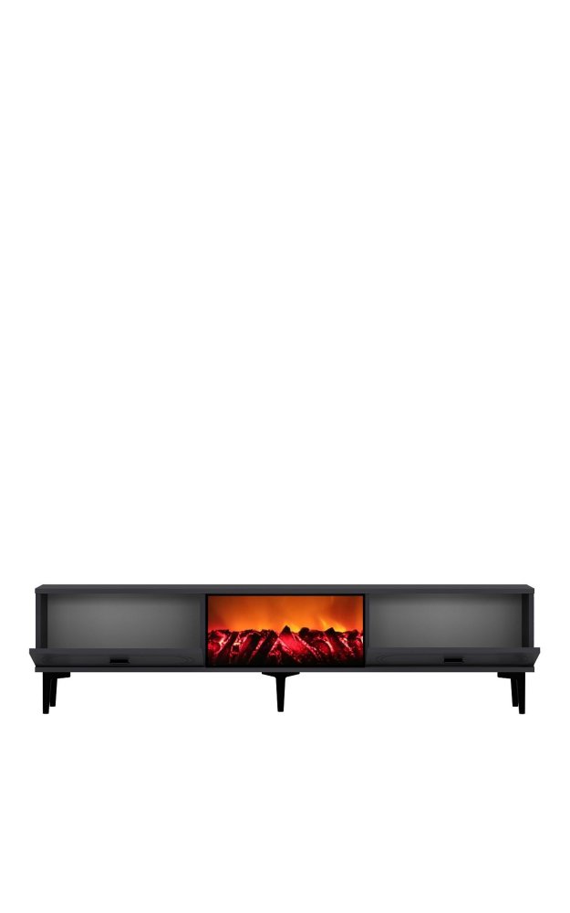 TV stolek Weny Bohem Fireplace - Anthracite (obrázek 4)