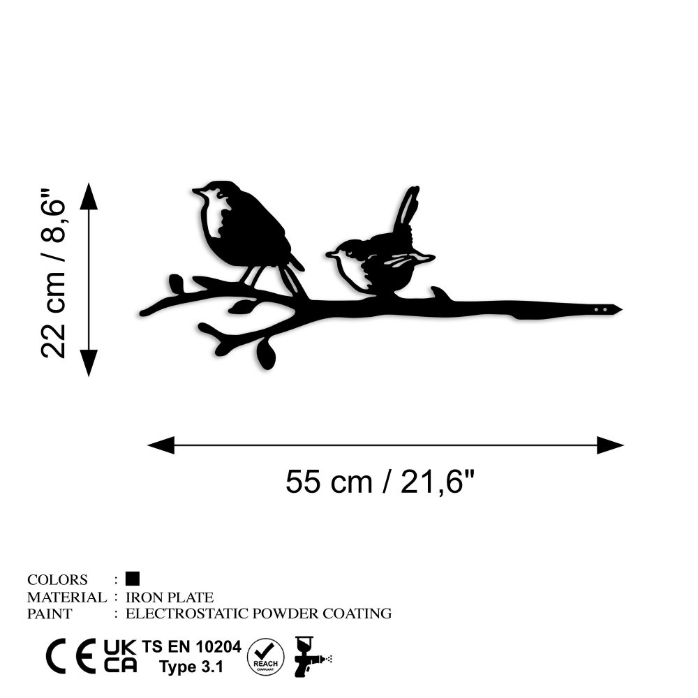 Zahradní dekorace Bird On The Branch 03 - Black (obrázek 3)