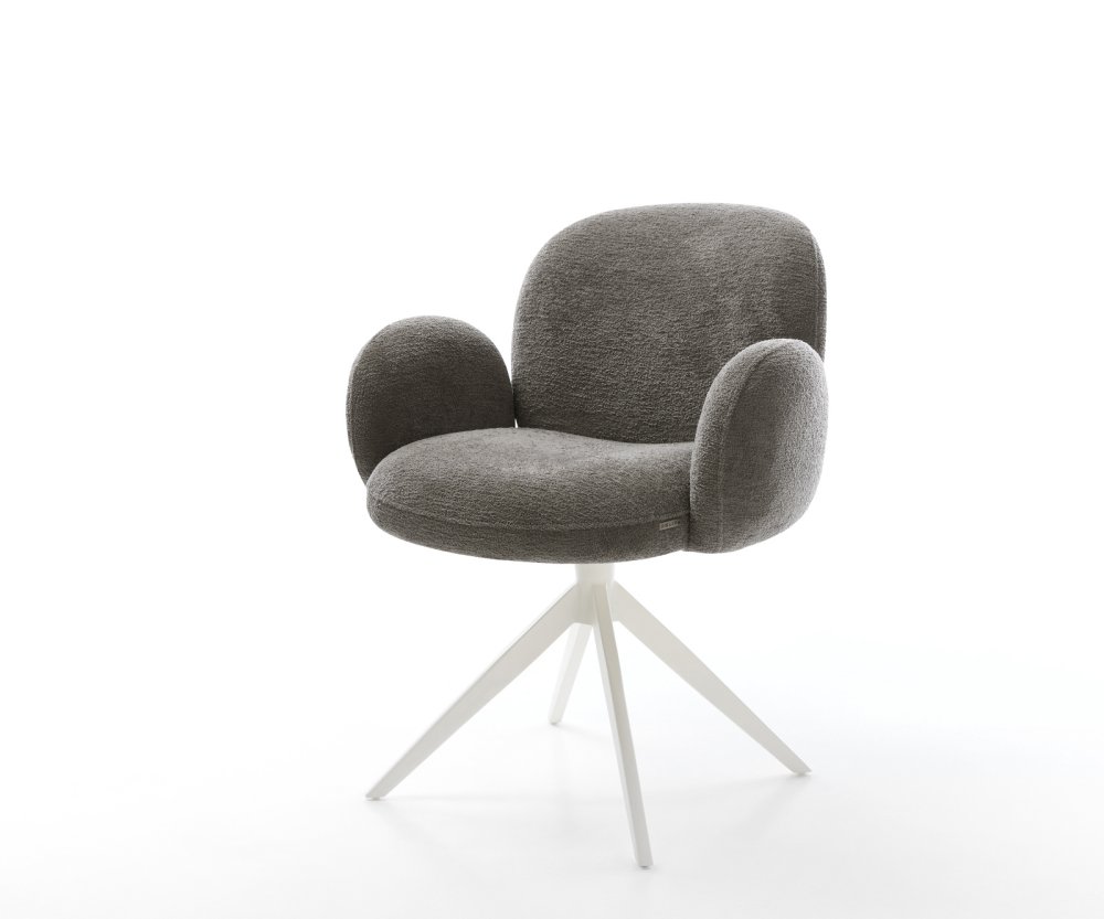 Jedálenská stolička Nube-Flex s opierkami bouclé mäkký tmavobéžová