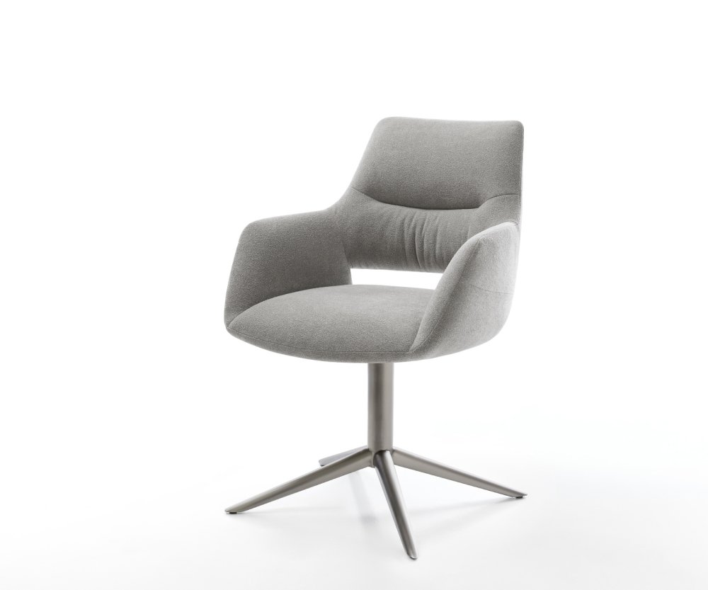 Jedálenská stolička Yago-Flex s opierkami texturovaná látka mäkký sivá