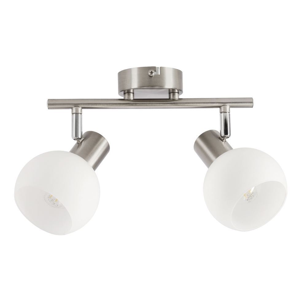 NOVO lampa sufitowa listwa satyna nikiel 2x40W E14 klosz biały