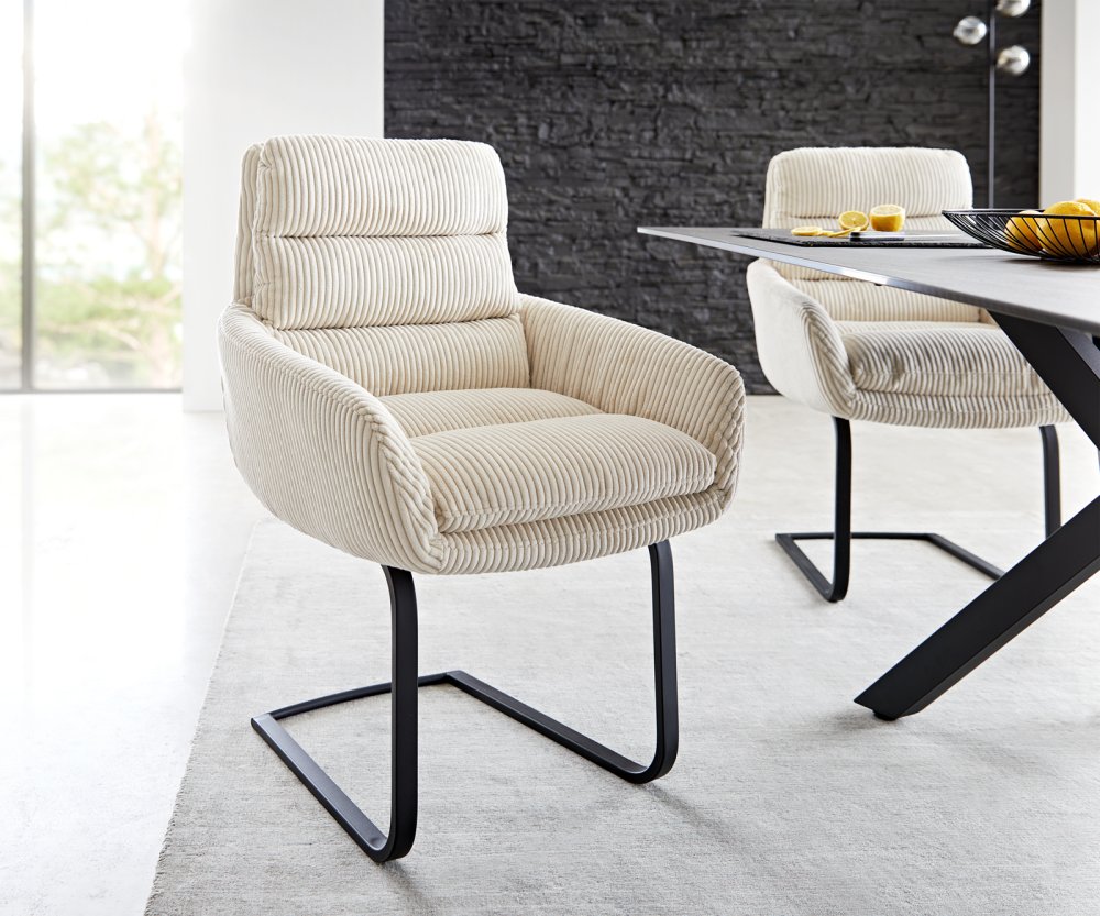 Konzolová jedálenská stolička Abelia-Flex s opierkami manšester béžová