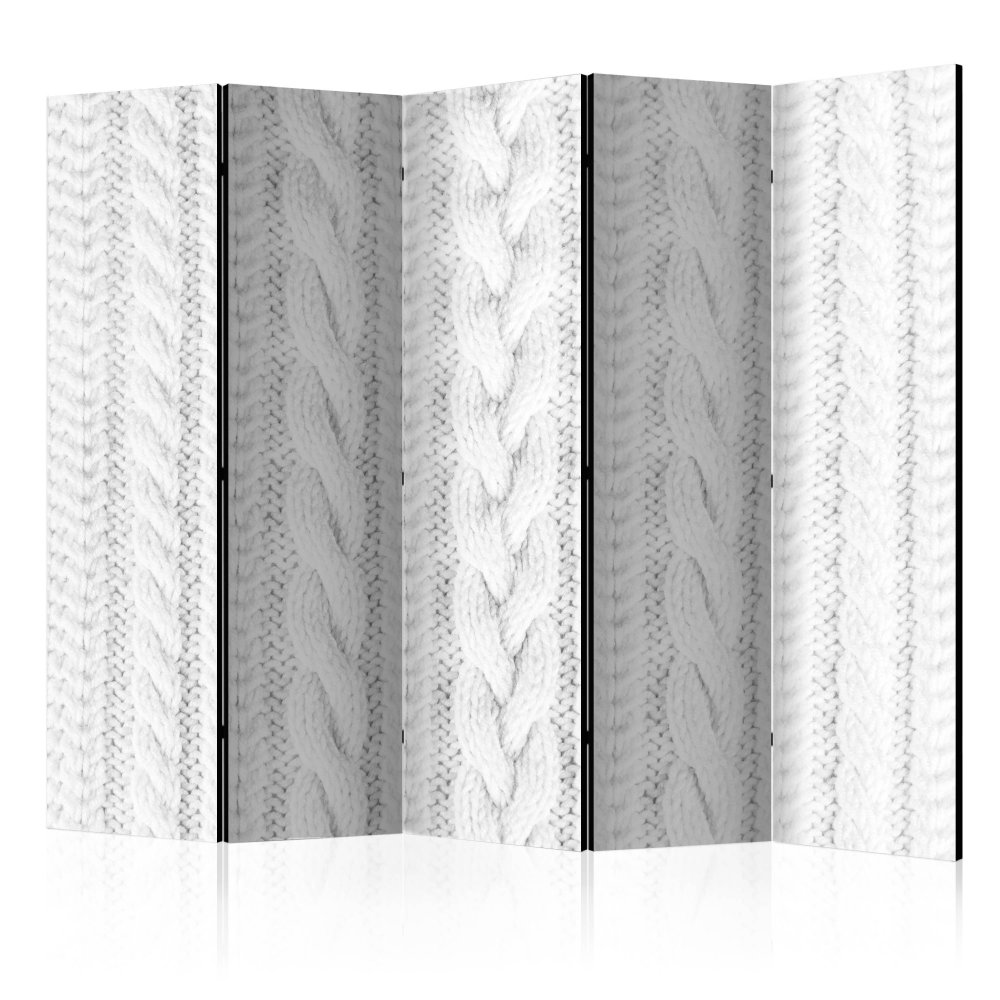 Paraván White Knit Dekorhome 225x172 cm (5-dílný),Paraván White Knit Dekorhome 225x172 cm (5-dílný)