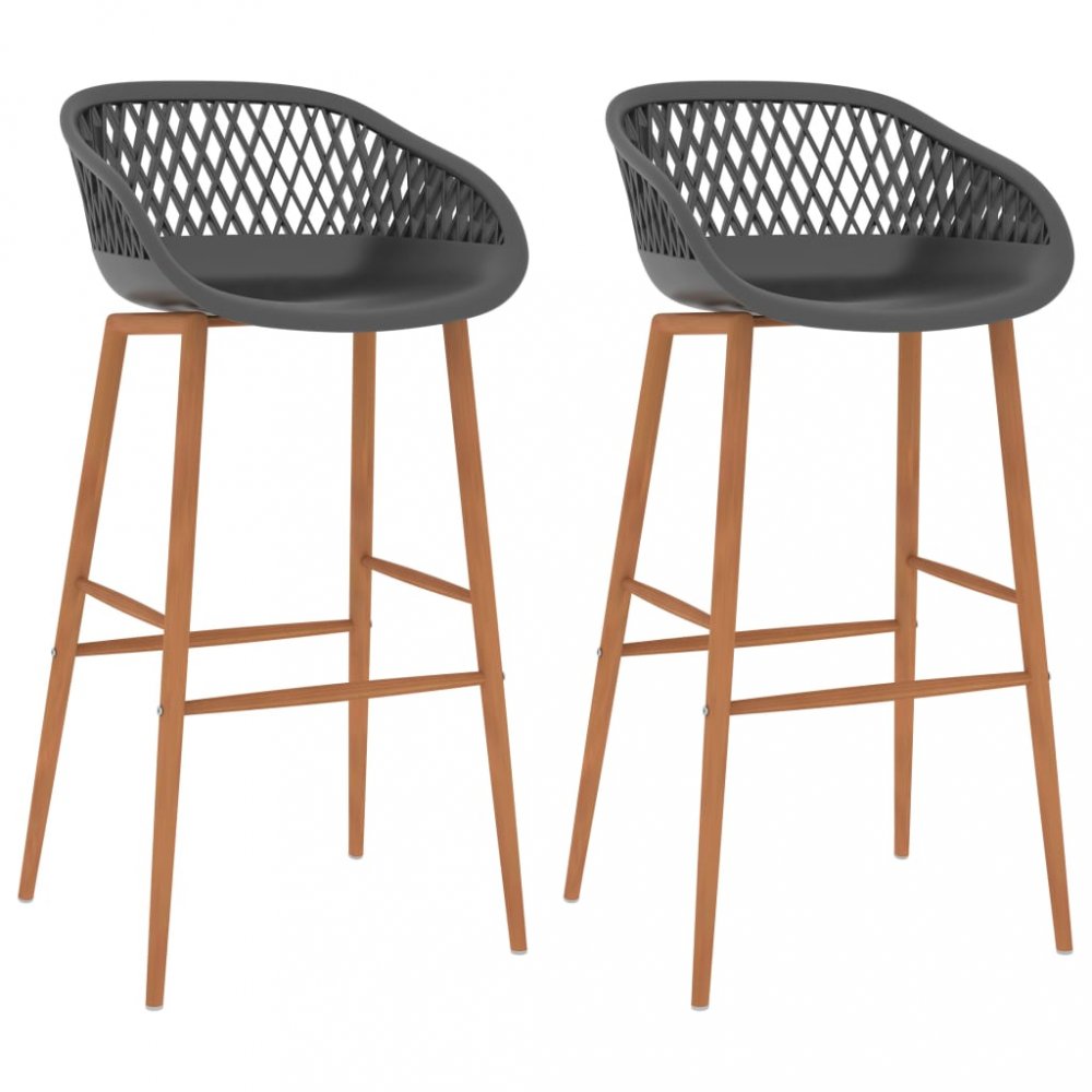E-shop Barové židle 2 ks plast / kov  Hnědá / šedá,Barové židle 2 ks plast / kov  Hnědá / šedá