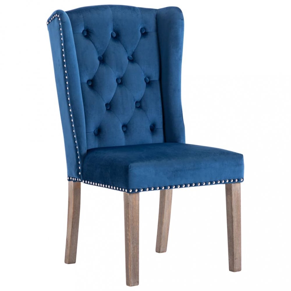Jídelní židle samet / kaučukovník Dekorhome Modrá