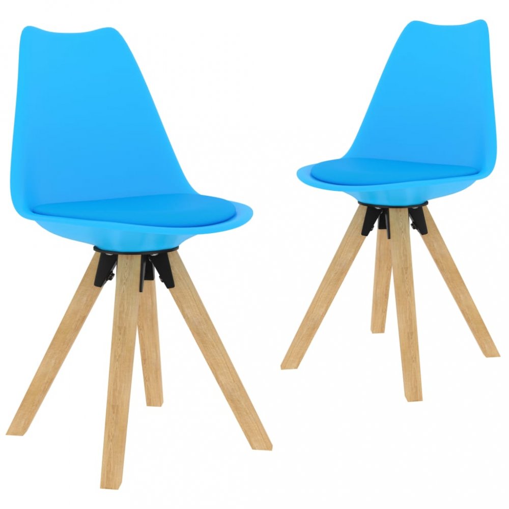 E-shop Jedálenská stolička 2 ks plast / umelá koža / buk Dekorhome Svetlo modrá