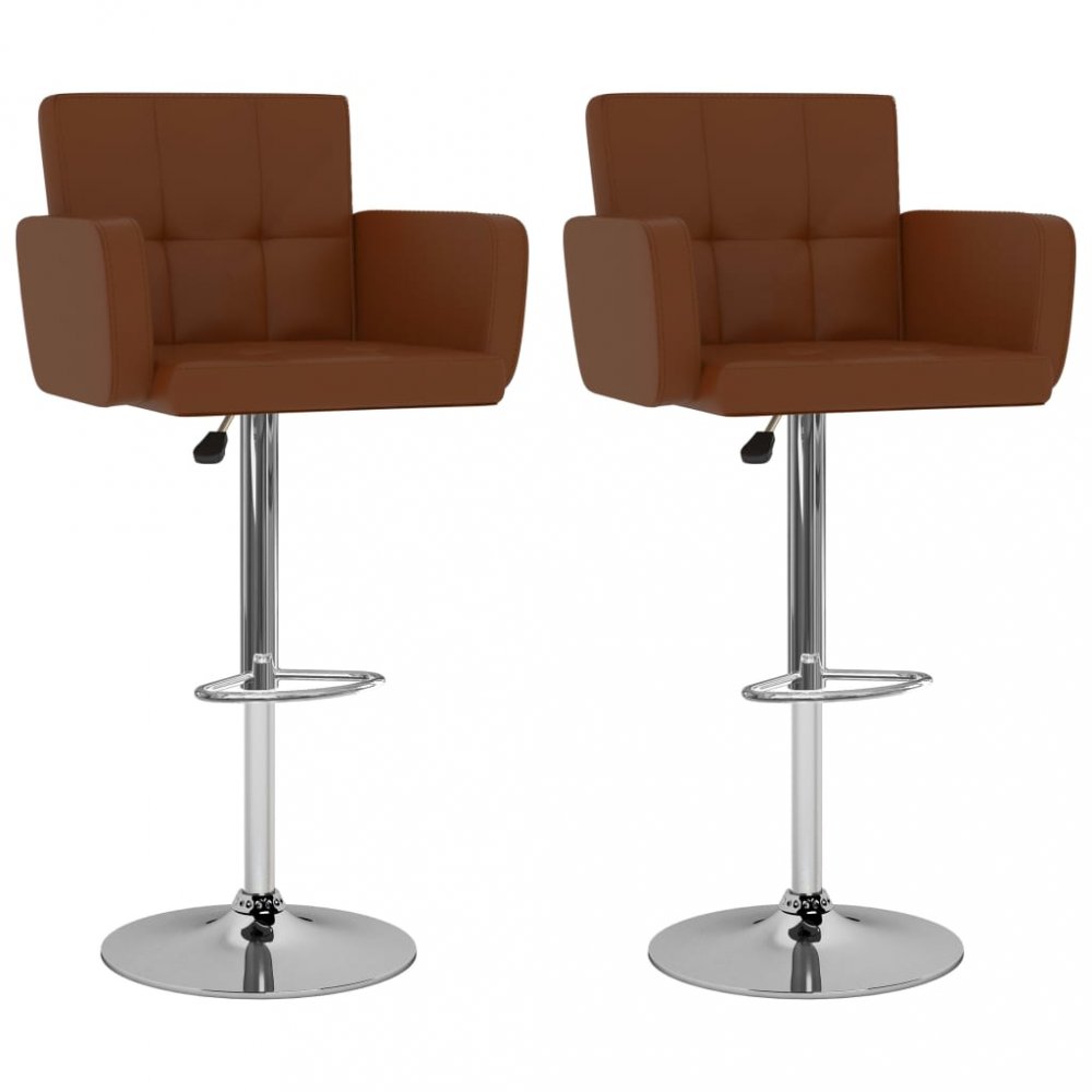 E-shop Barové židle 2 ks umělá kůže / kov  Hnědá,Barové židle 2 ks umělá kůže / kov  Hnědá