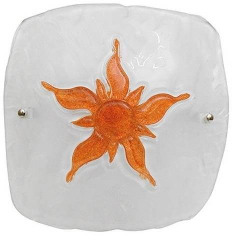 Stropná lampa biela/hnedá sklenená Slnko
