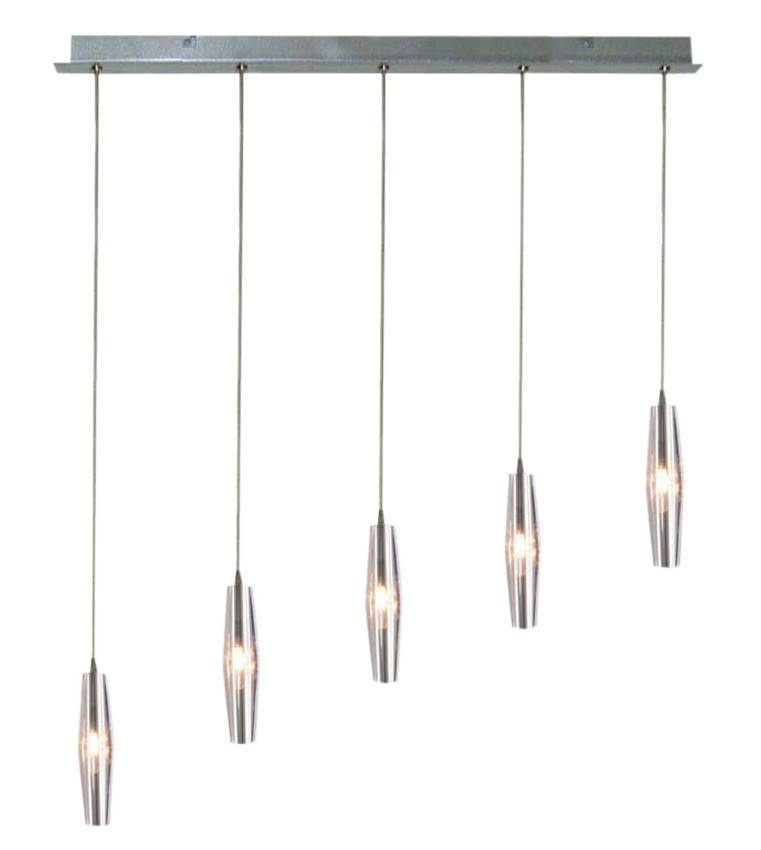 Skleněná závěsná lampa chrom 5xG4 Galaxy