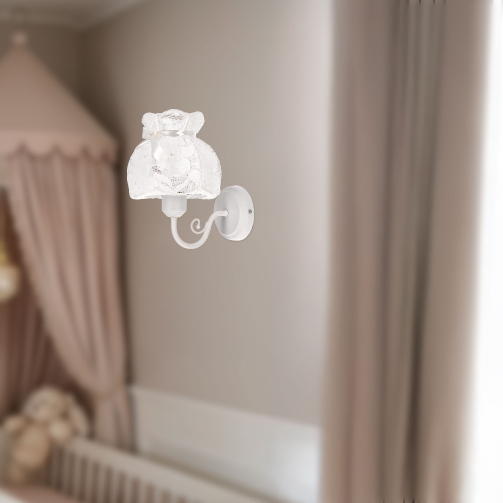 ROSSINI biela nástenná lampa 1x40W E27 biele tienidlo
