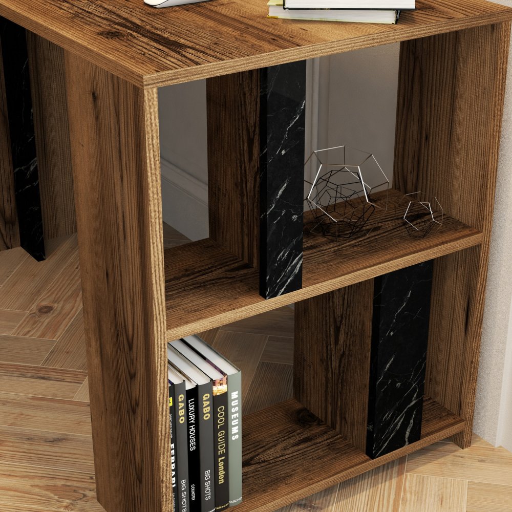 Psací stůl Lima - Walnut, Black Marble (obrázek 4)