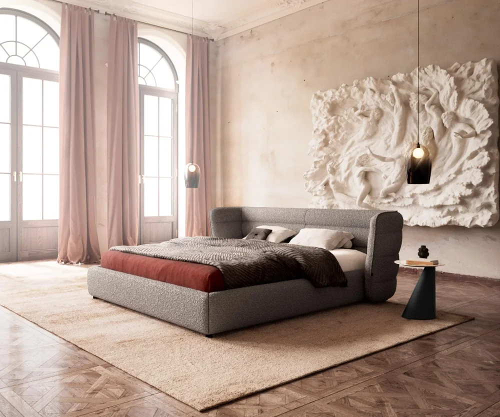 Čalúnená posteľ Simea 180x200 cm bouclé strieborno sivá