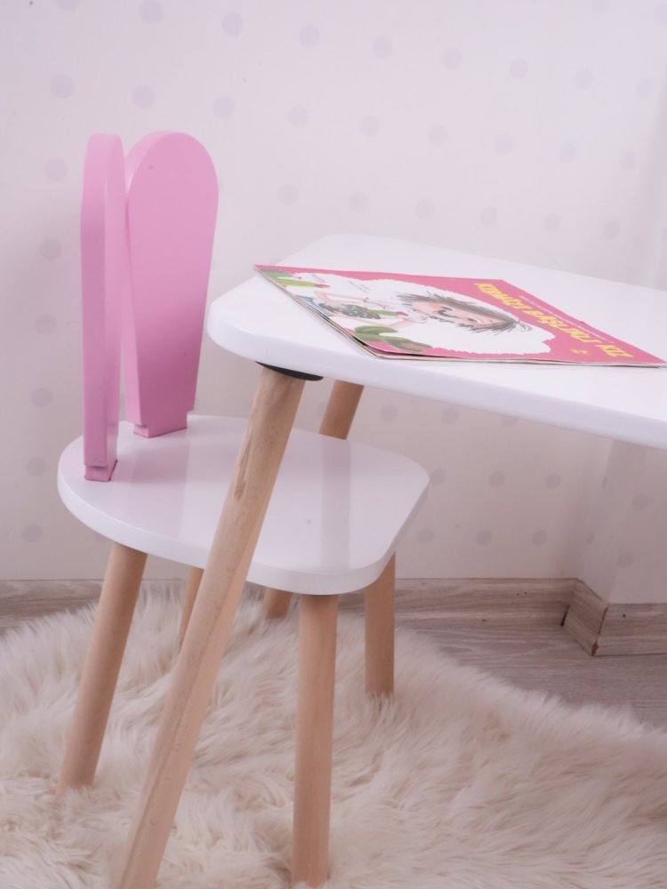 Kid's Table Set Bunny One Chair Set - Pink, White