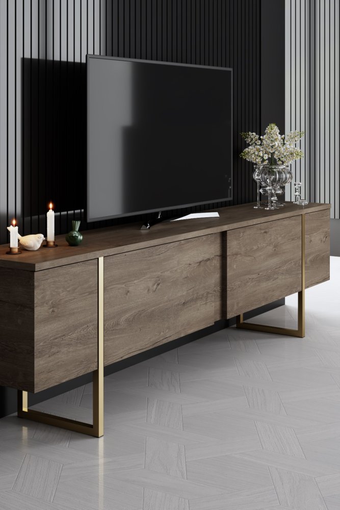 Living Room Furniture Set Luxe - Walnut, Gold (obrázek 9)