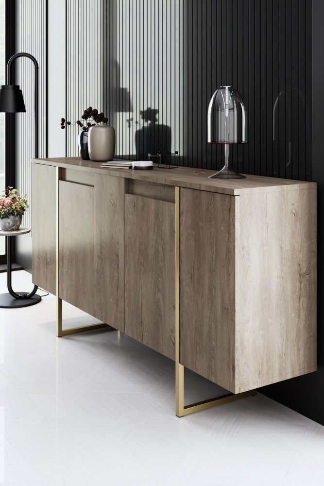 Living Room Furniture Set Luxe - Walnut, Gold (obrázek 10)