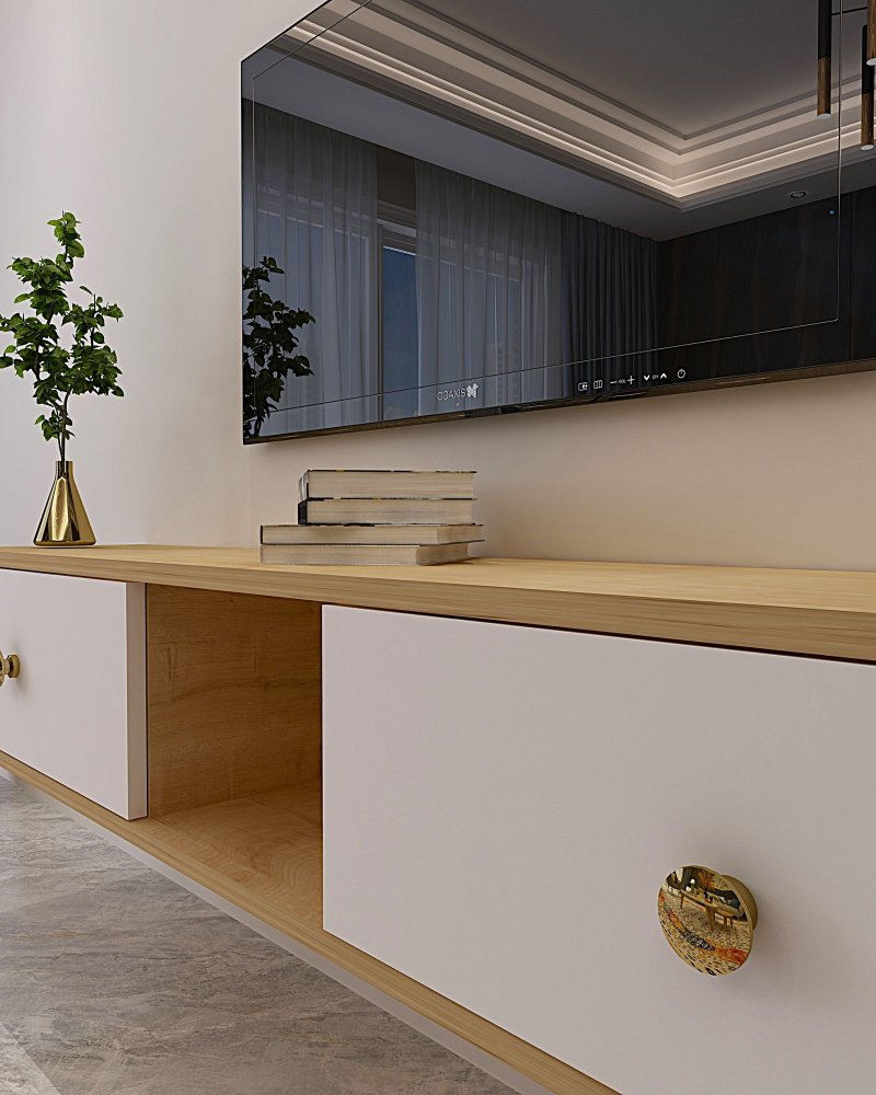 TV stolek Zuzu 150 - Sapphire Oak, White (obrázek 5)