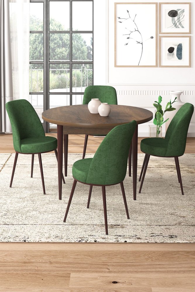 Dining Table & Chairs Set (5 Pieces) Tor - Baroque, Khaki