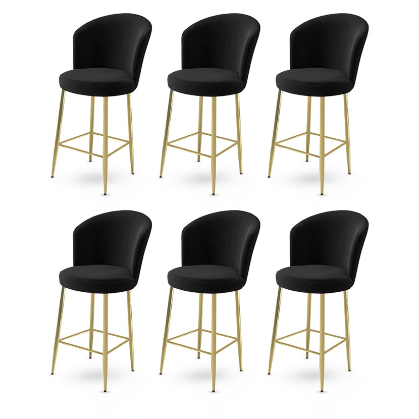 Bar Stool Set (6 Pieces) Alte - Black, Gold