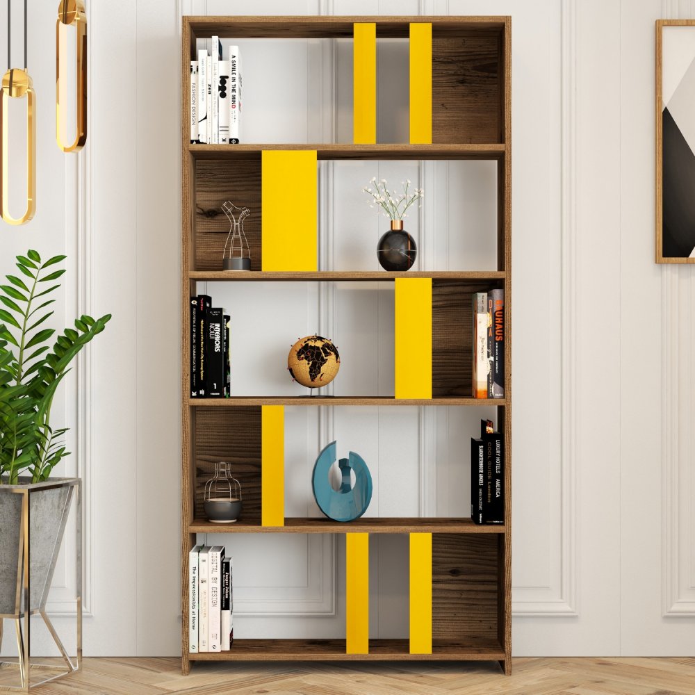 Knihovna Lima - Walnut, Yellow (obrázek 5)