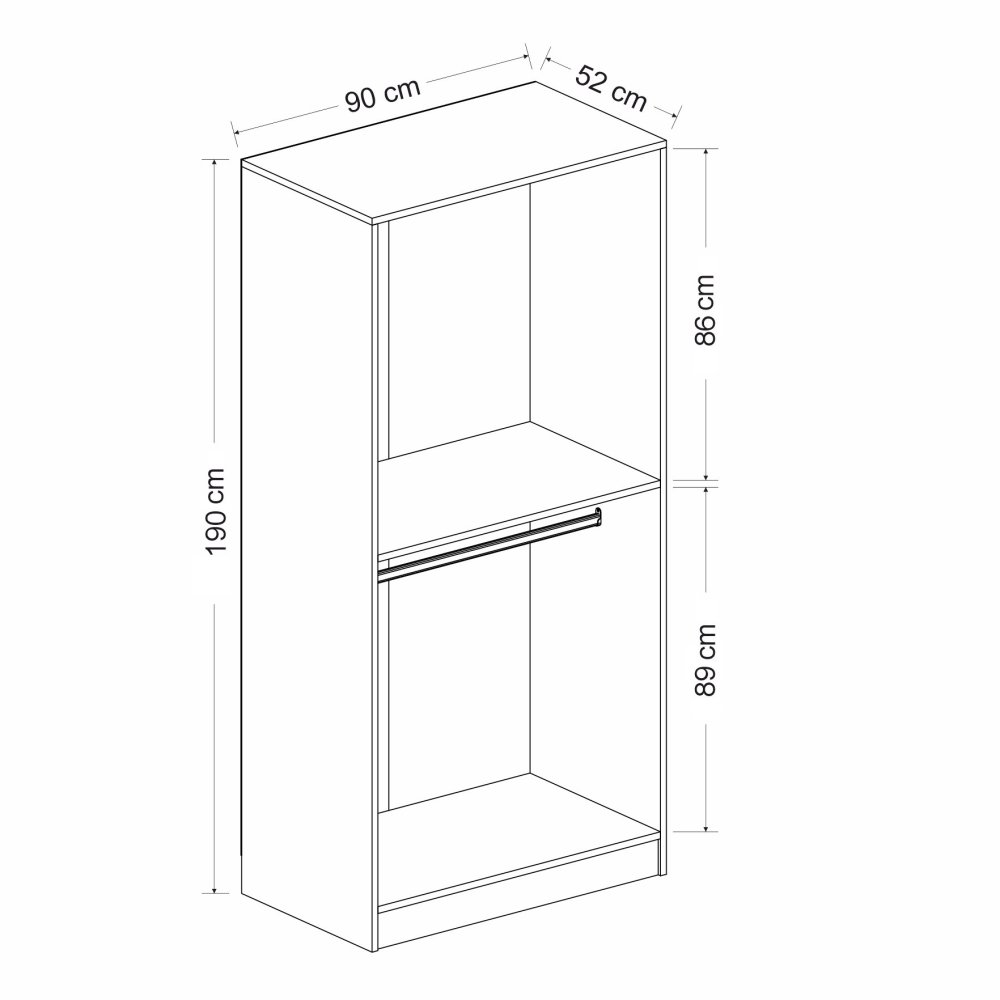 Šatní skříň Kale Glass Anthracite - 190 (obrázek 3)