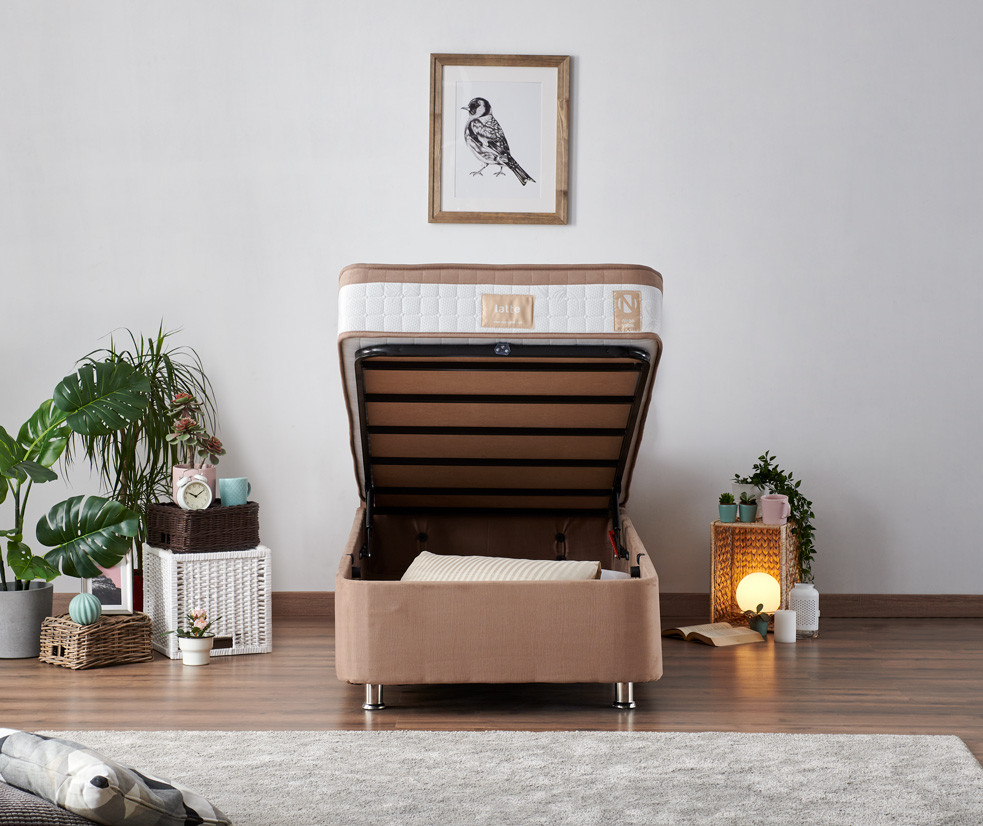 Single Mattress, Base & Headboard Latte - Light Brown (120 x 200) (obrázek 6)