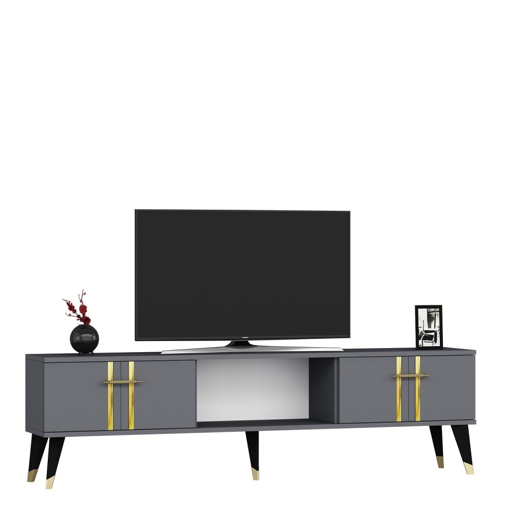TV stolík Asel - Anthracite, Gold