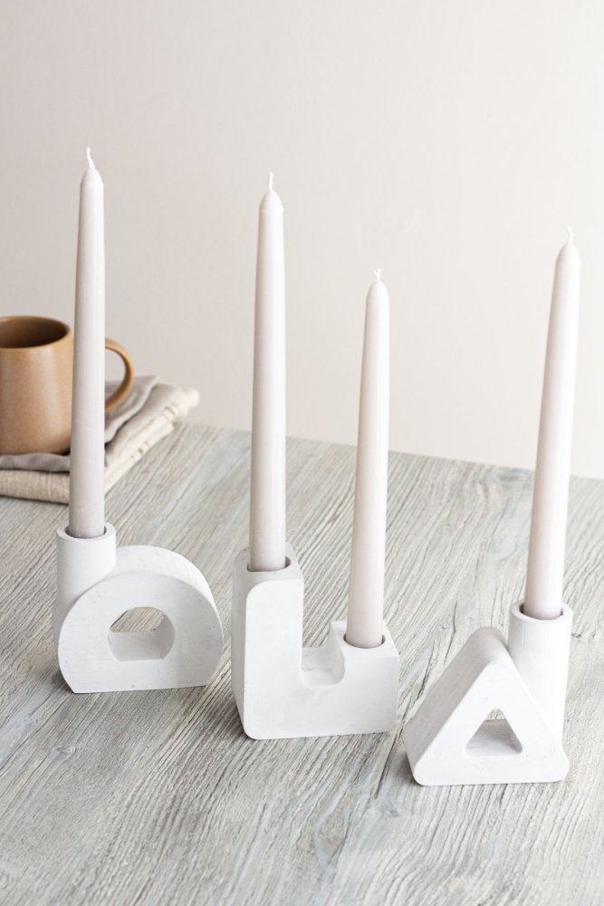 Súprava svietnikov (3 kusy) Geometric - White