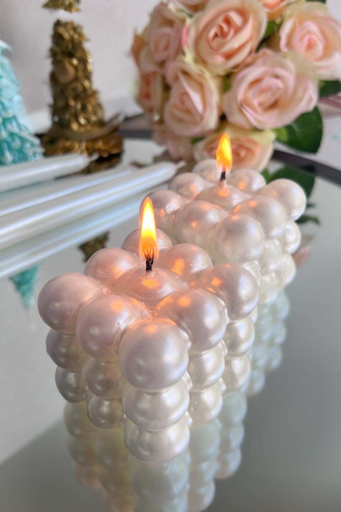 Súprava sviečok (2 kusy) Parlak Bubble - White