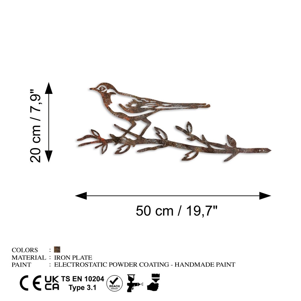 Zahradní dekorace Bird On The Branch 05 - Brown (obrázek 3)