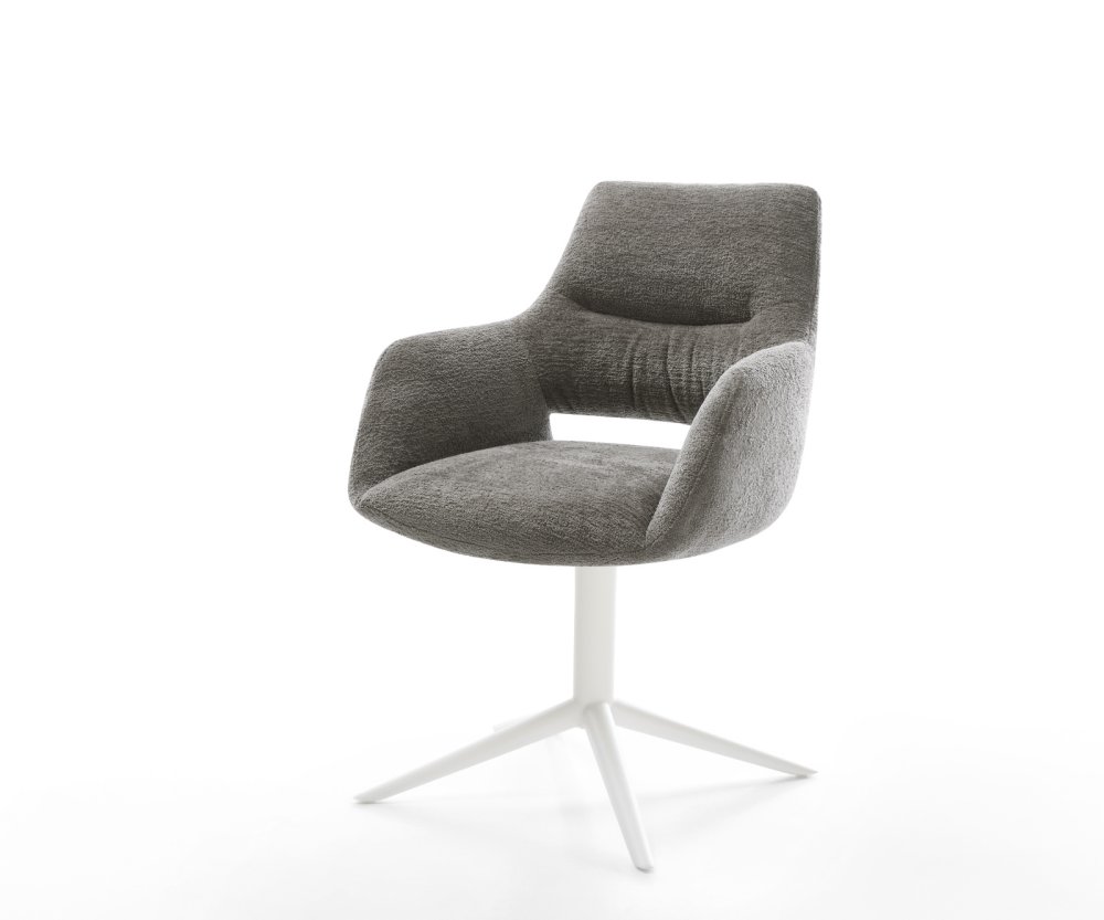 Jedálenská stolička Yago-Flex s opierkami bouclé mäkký tmavobéžová